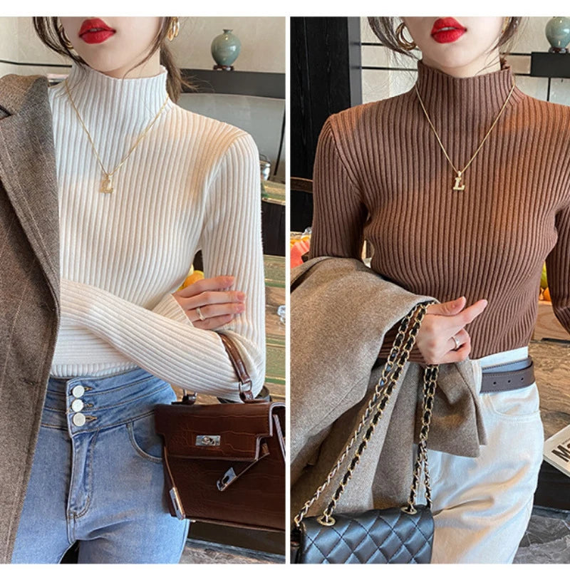 Turtleneck Sweater Long Sleeve Casual Slim Pullover