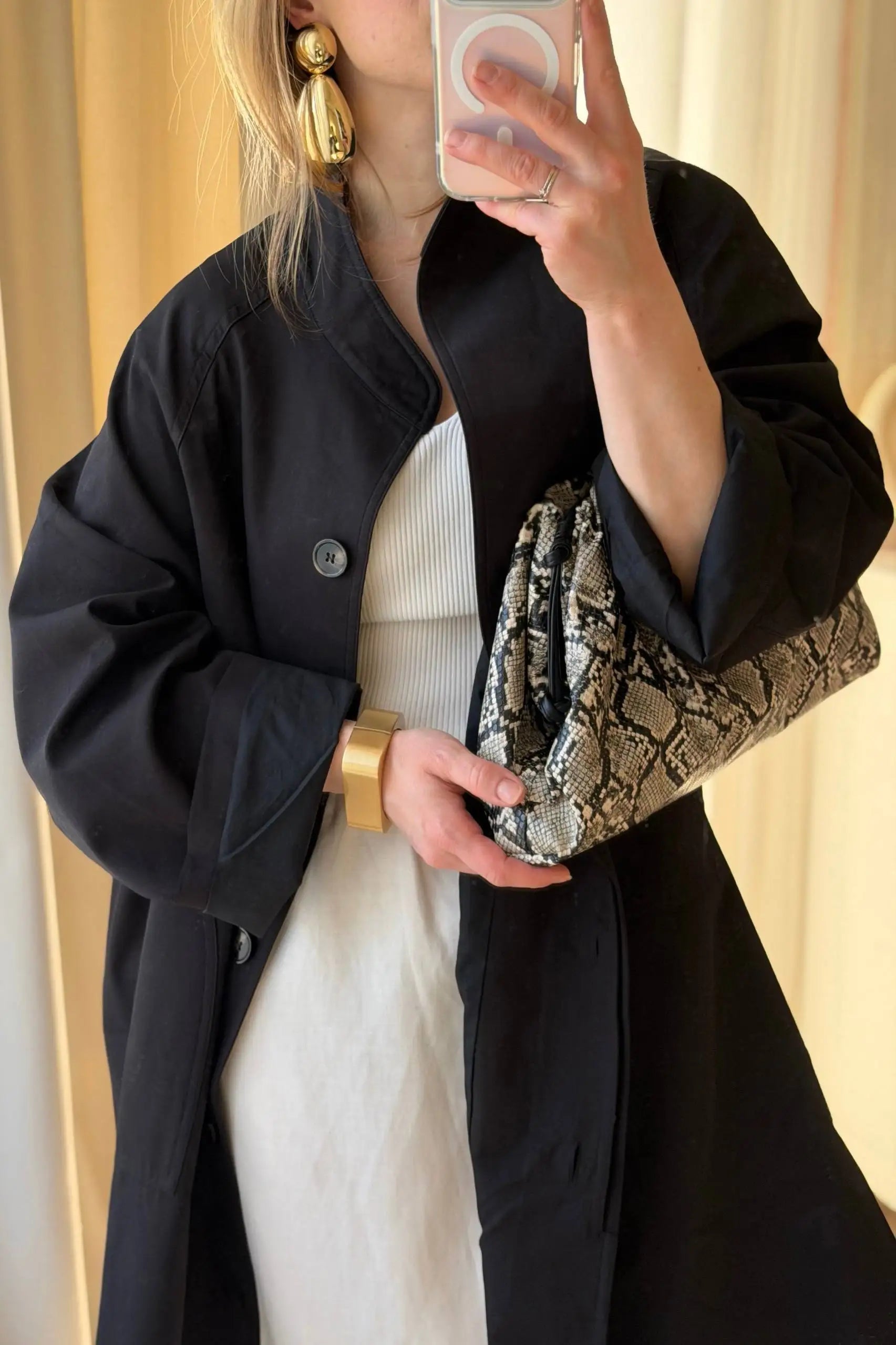 Stand Neck Long Trench Coat Women Spring