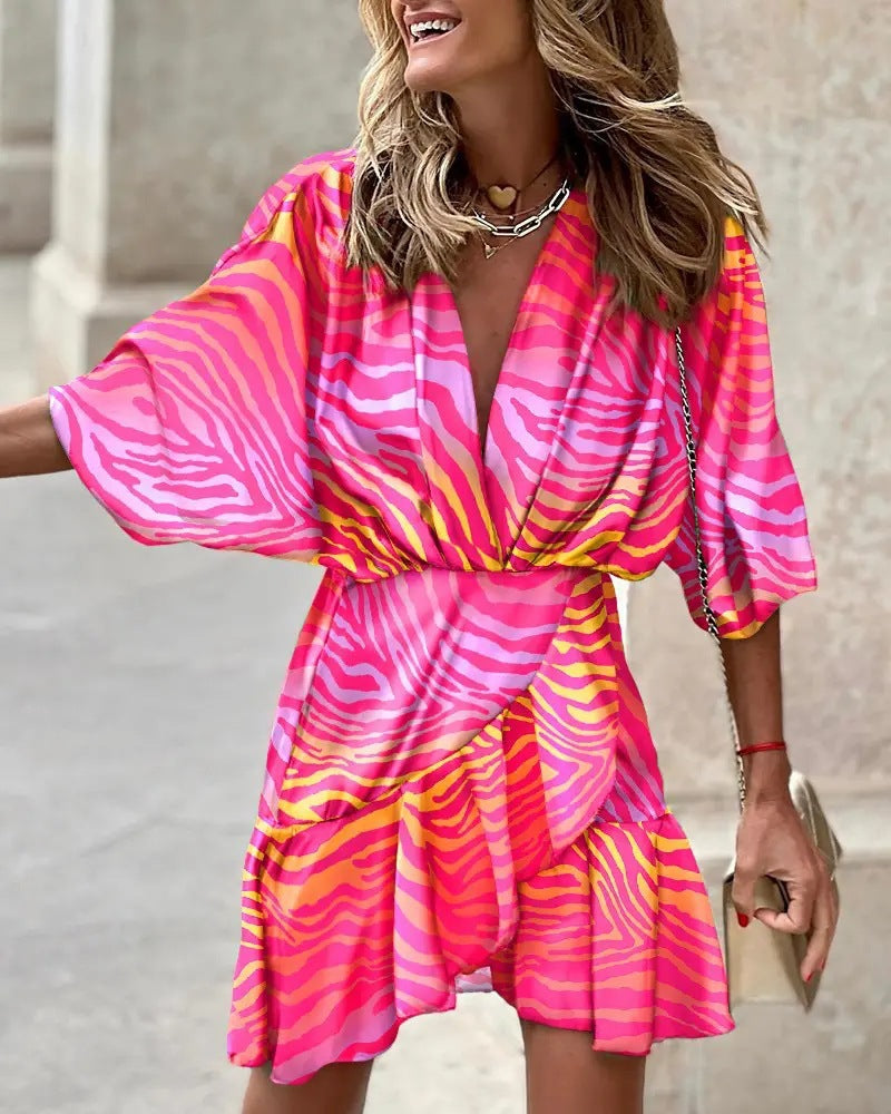 Chic V-Neck Batwing Summer Dress