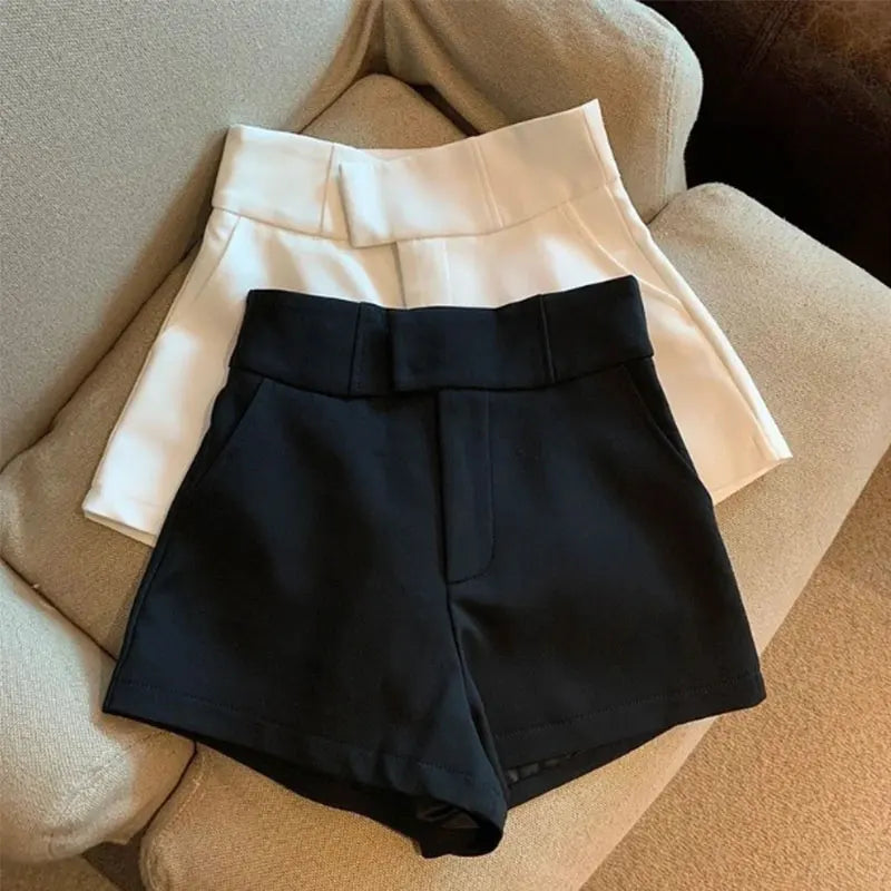 Damen-Shorts Mooyufon Schwarze Shorts Damen Harajuku Eleganz High Waist Shorts A-Linie Slim Casual Hot Girl Straight Pants Sexy