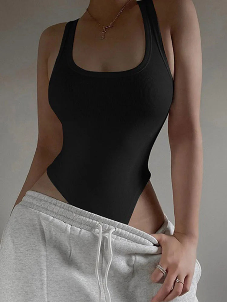 Sleeveless Knit Bodysuit Hot Summer Tops
