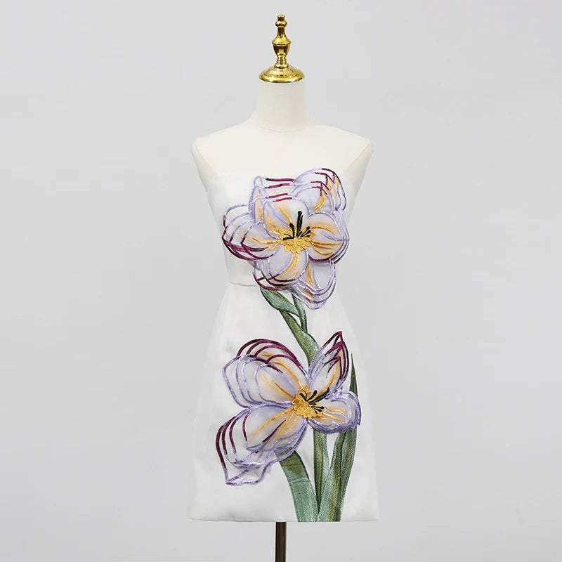 VGH Patchwork Appliques Slim Mini Dress for women