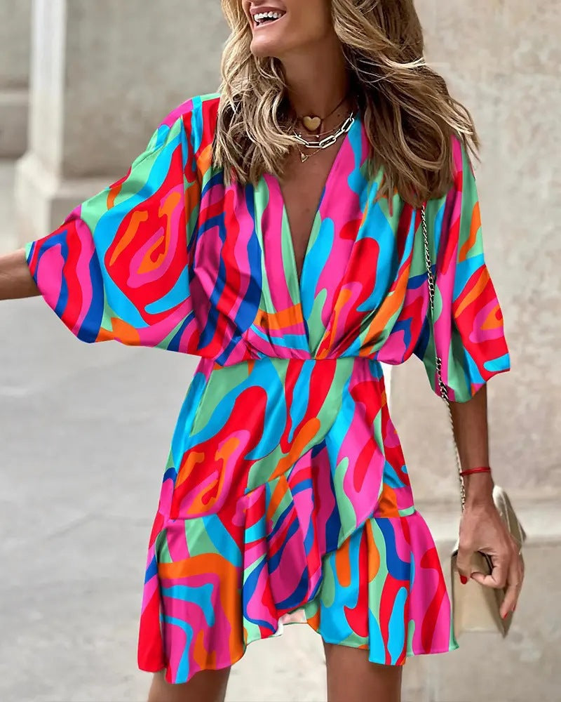 Chic V-Neck Batwing Summer Dress