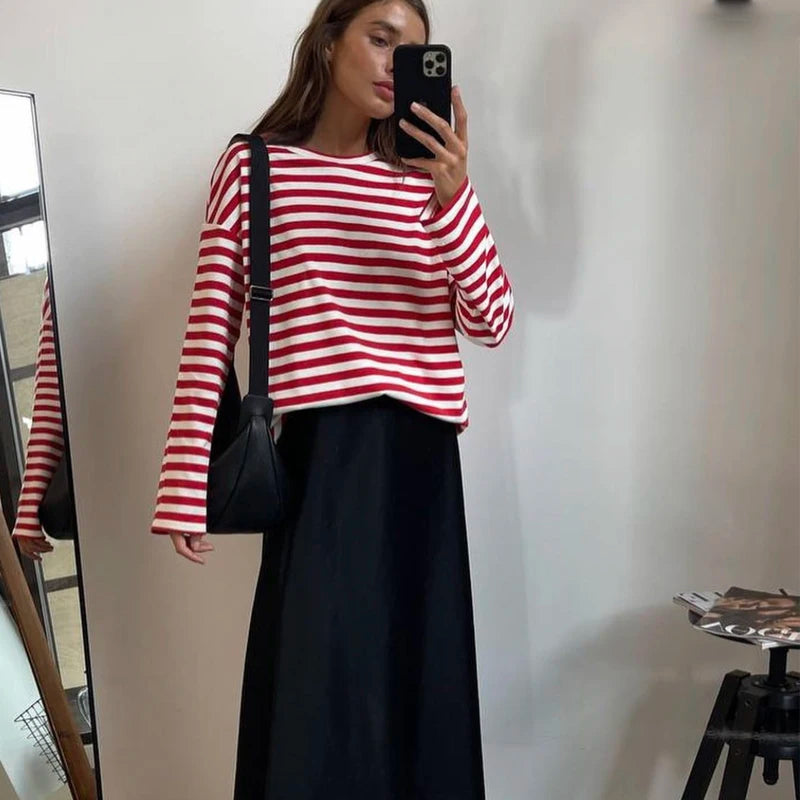Hirsionsan 2023 Basic Thick Stripes T Shirts Women