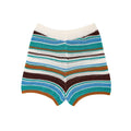 Patchwork Striped Sweater Knit Shorts Suit