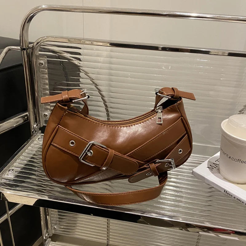 Y2K Vintage PU Leather Shoulder Bag