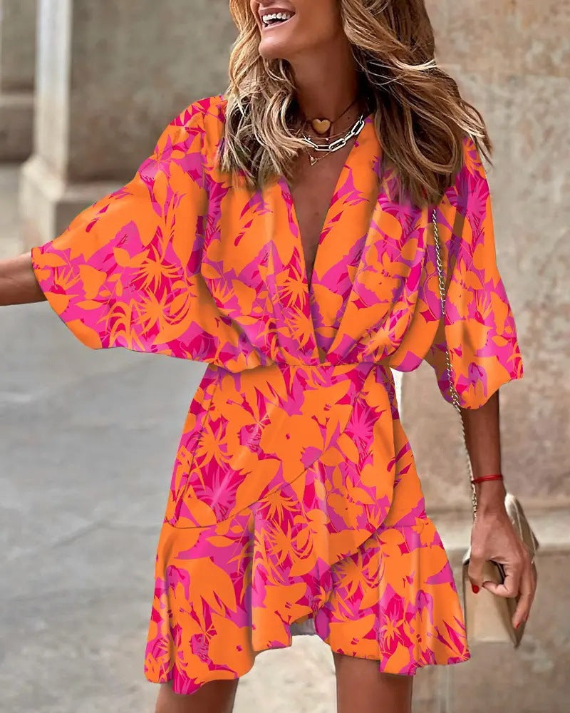 Chic V-Neck Batwing Summer Dress