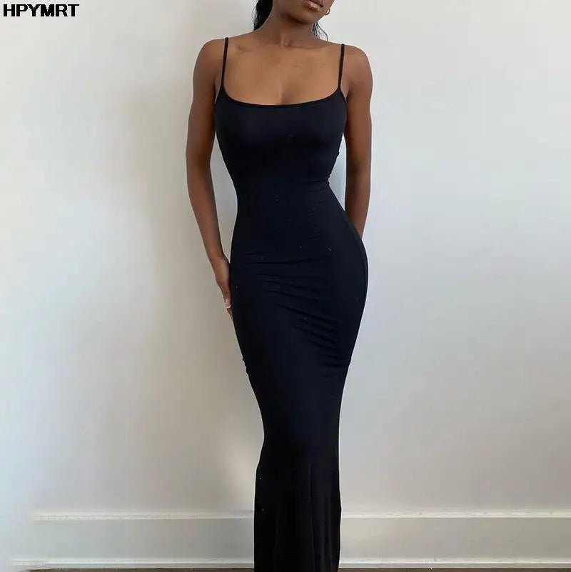 Satin-Neckholder-Kleid ärmellos rückenfrei schmal geschnitten sexy Maxikleid 2022 Frühling Damen Party Y2K figurbetonte elegante Kleider Damenbekleidung