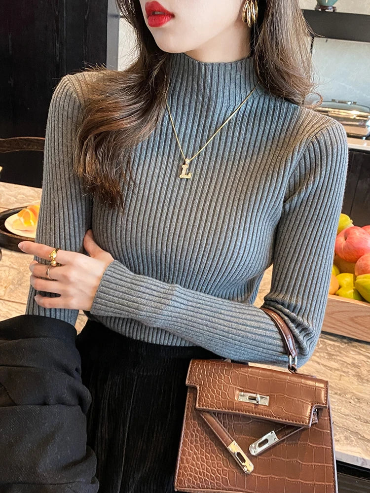 Turtleneck Sweater Long Sleeve Casual Slim Pullover
