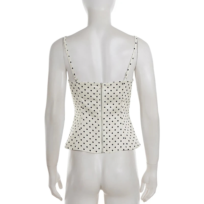 Chic Lace Patchwork Polka Dot Camis Tops