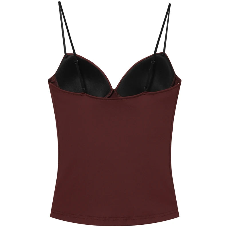 HXAO Burgundy Slip Top Tanks