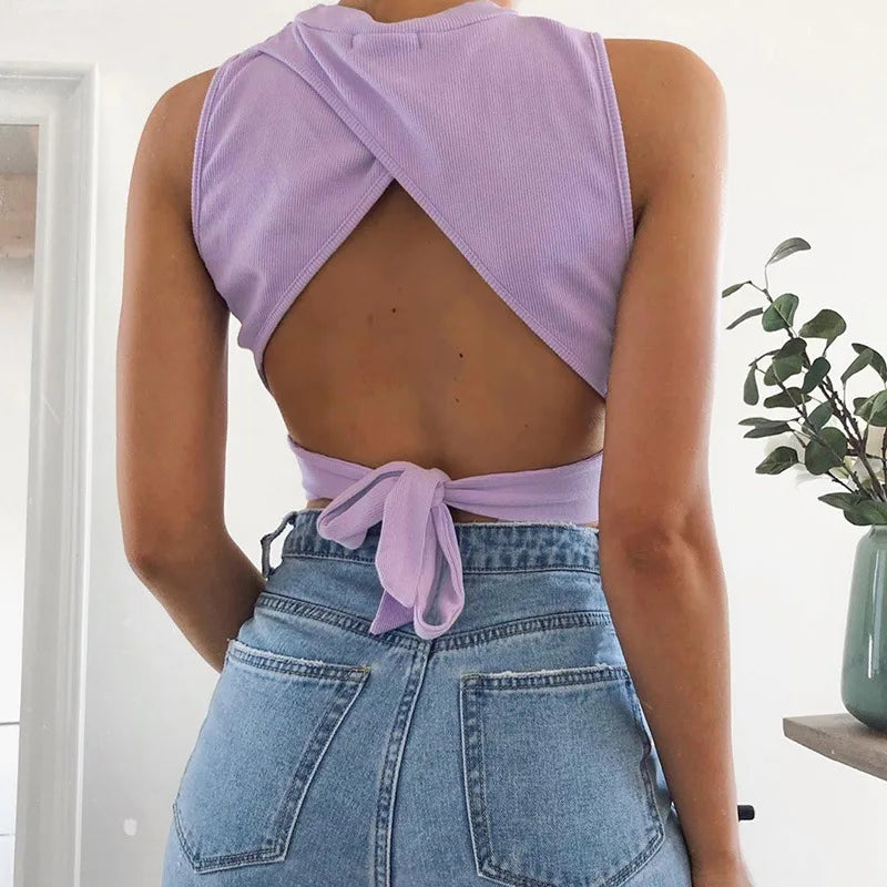 Women tank top bandage slim crop top