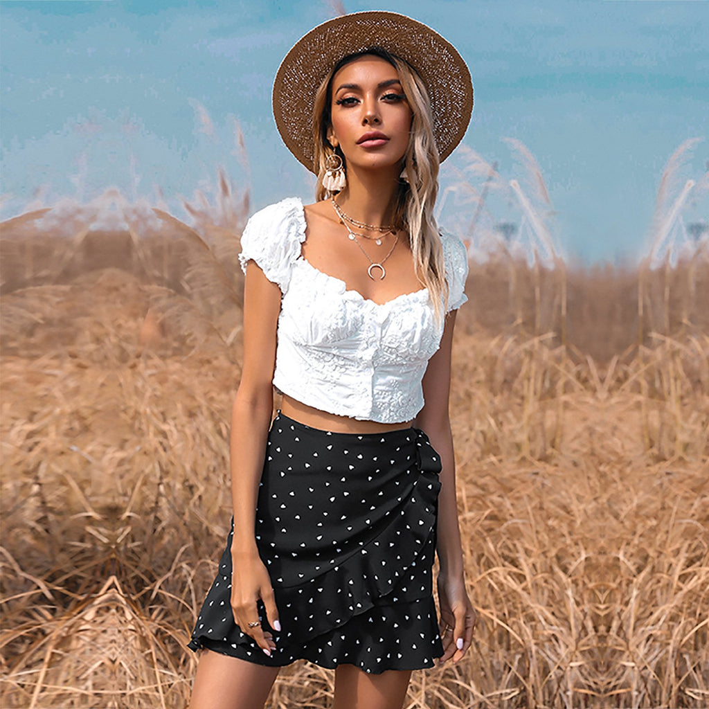 Chic Ruffled Lace-Up Skirt
