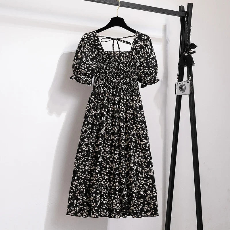 Waist Short Sleeve Pleated Casual Dress