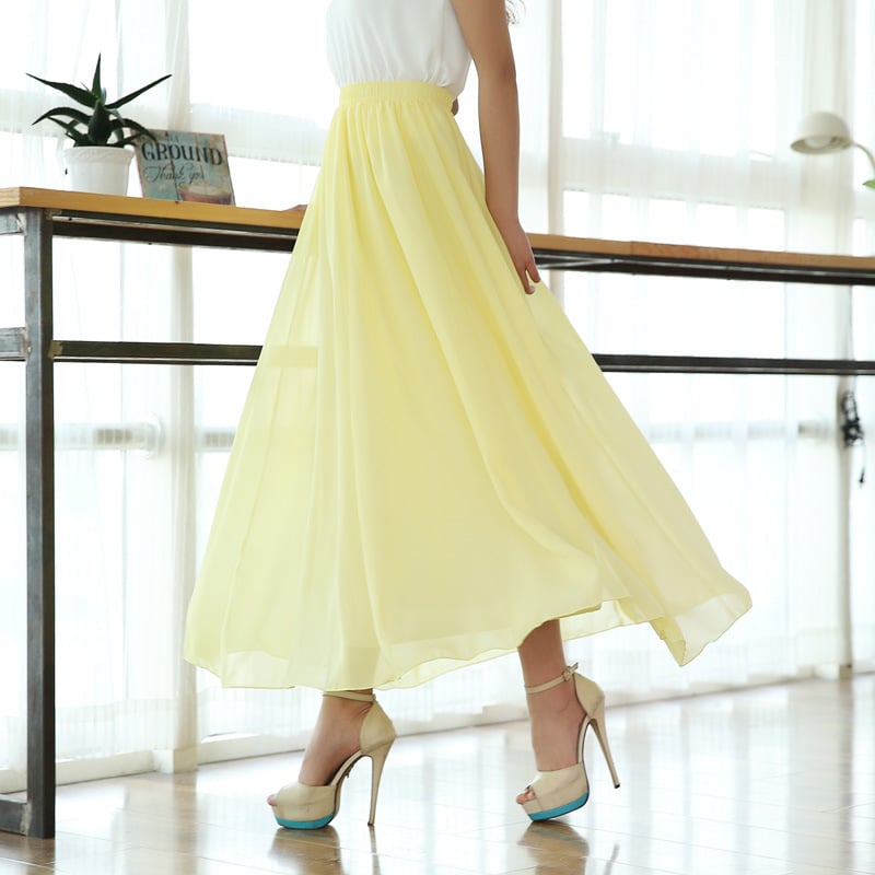 Chic Mid-Length Beach Chiffon Skirt
