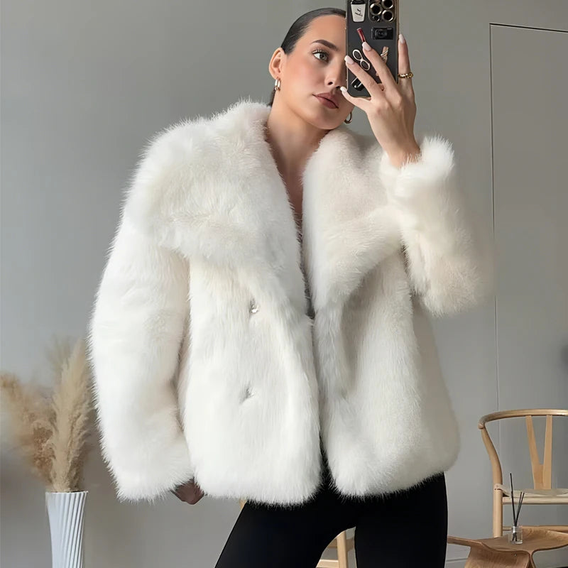 MUJER Fur Hairy Warm Winter Fluffy Coat