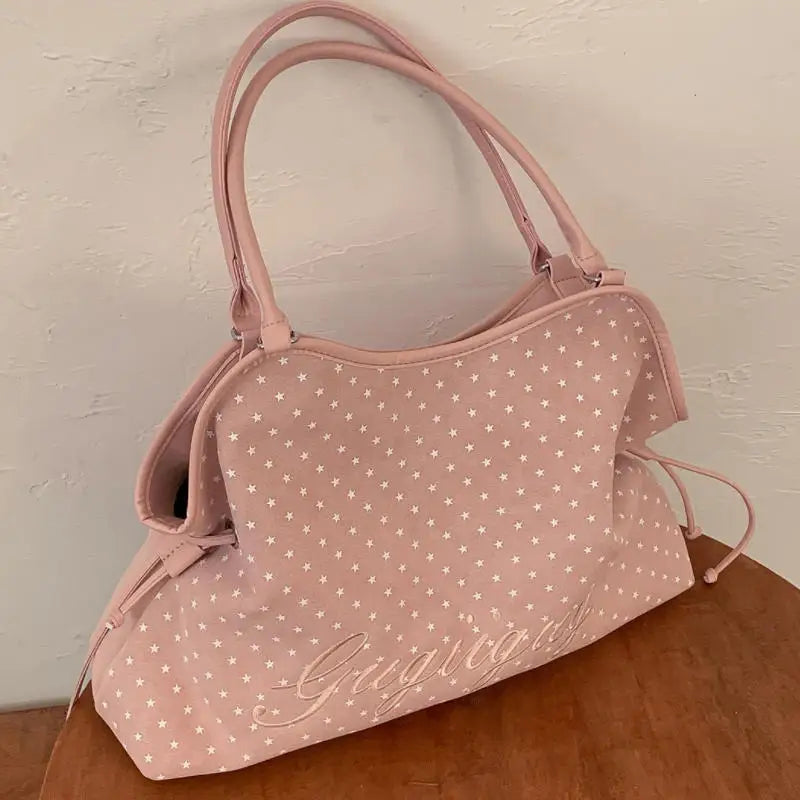 Brand Women's Shoulder Bag Y2k Fashion Sweet Polka Dot Handbag Korean Casual Versatile Leopard Print Brown Frosted Tote Bags