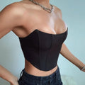 Ärmelloses schulterfreies, modisches, sexy Korsett-Crop-Top, Weste, Damenunterwäsche, rückenfreies Bustier-Top, unifarben