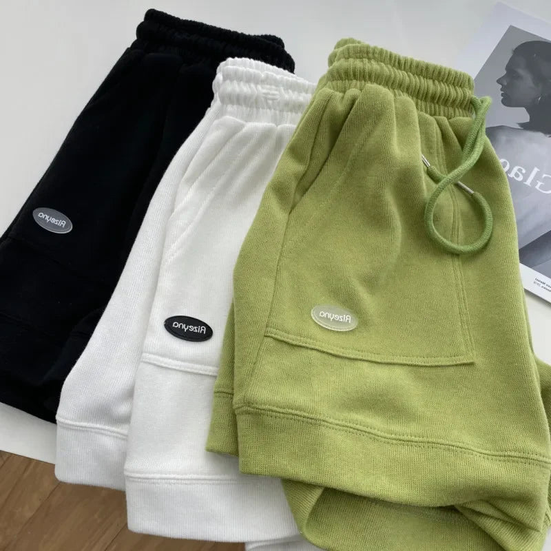 2026 Damen Bequeme lockere weite Hose mit Kordelzug A-Hose Schmale Taille Slim Fit Lässige Sportshorts für Zuhause Vielseitig Neu