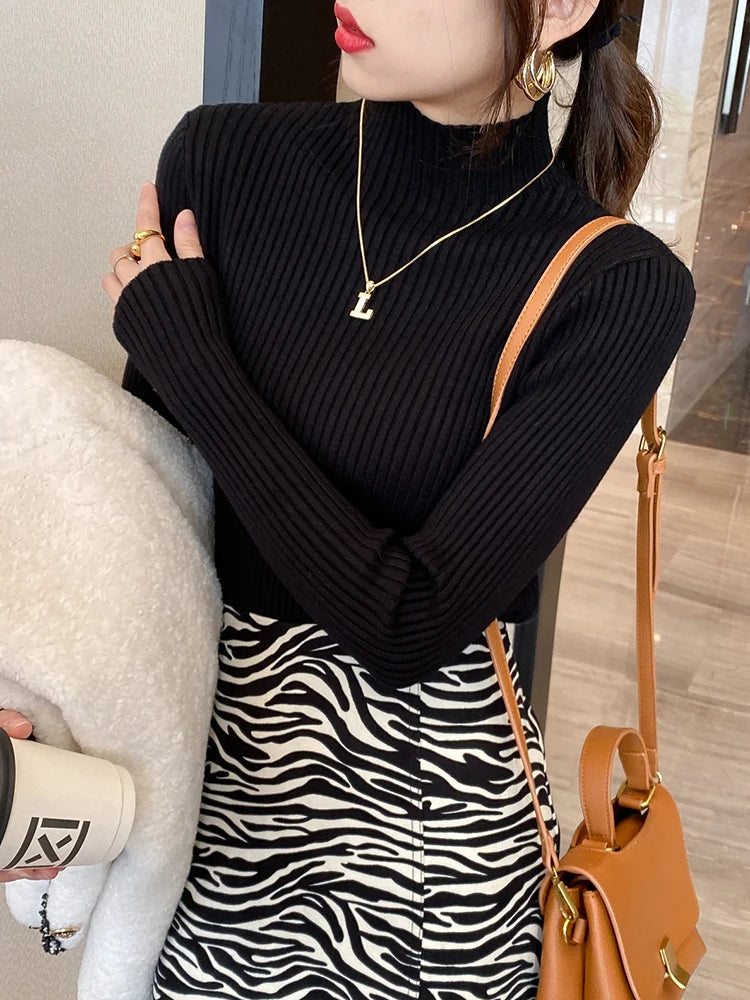 Turtleneck Sweater Long Sleeve Casual Slim Pullover