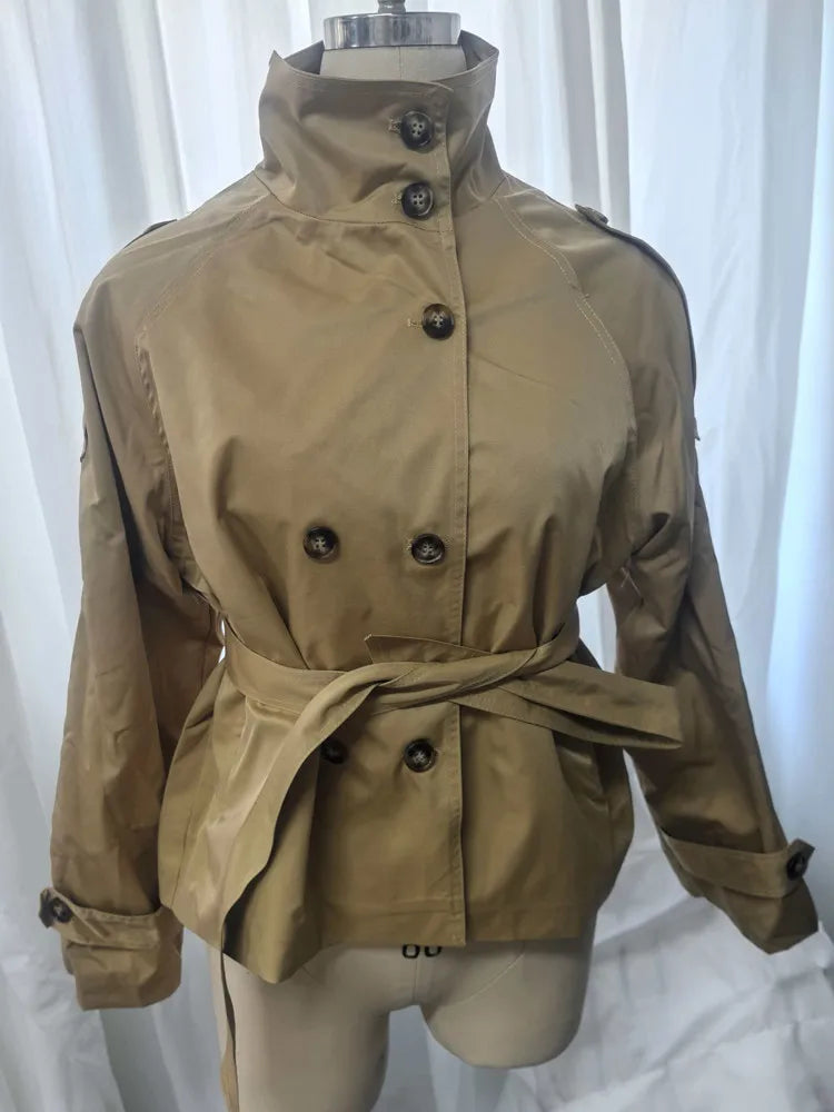 Belted Waist Cropped Trench Jackets