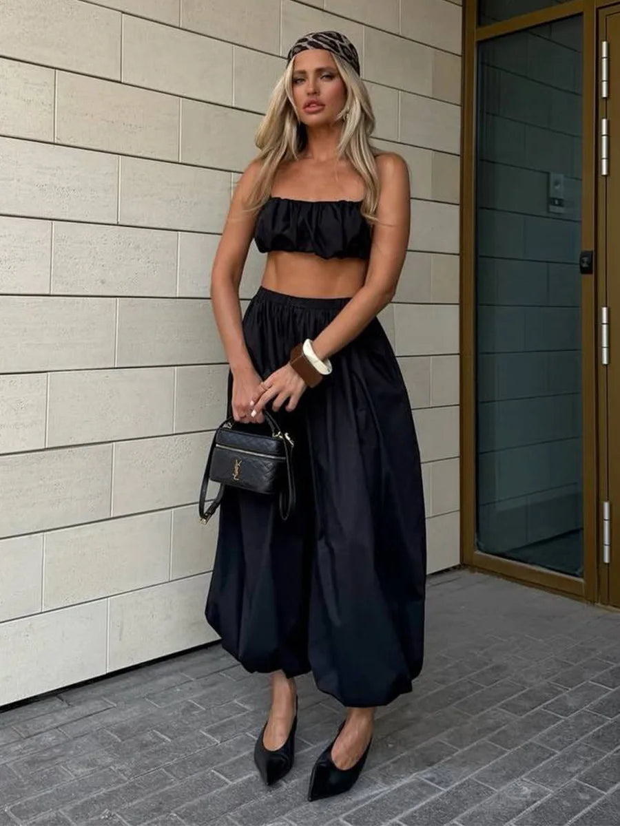 Cotton Loose Lantern Style Wide Leg Pants