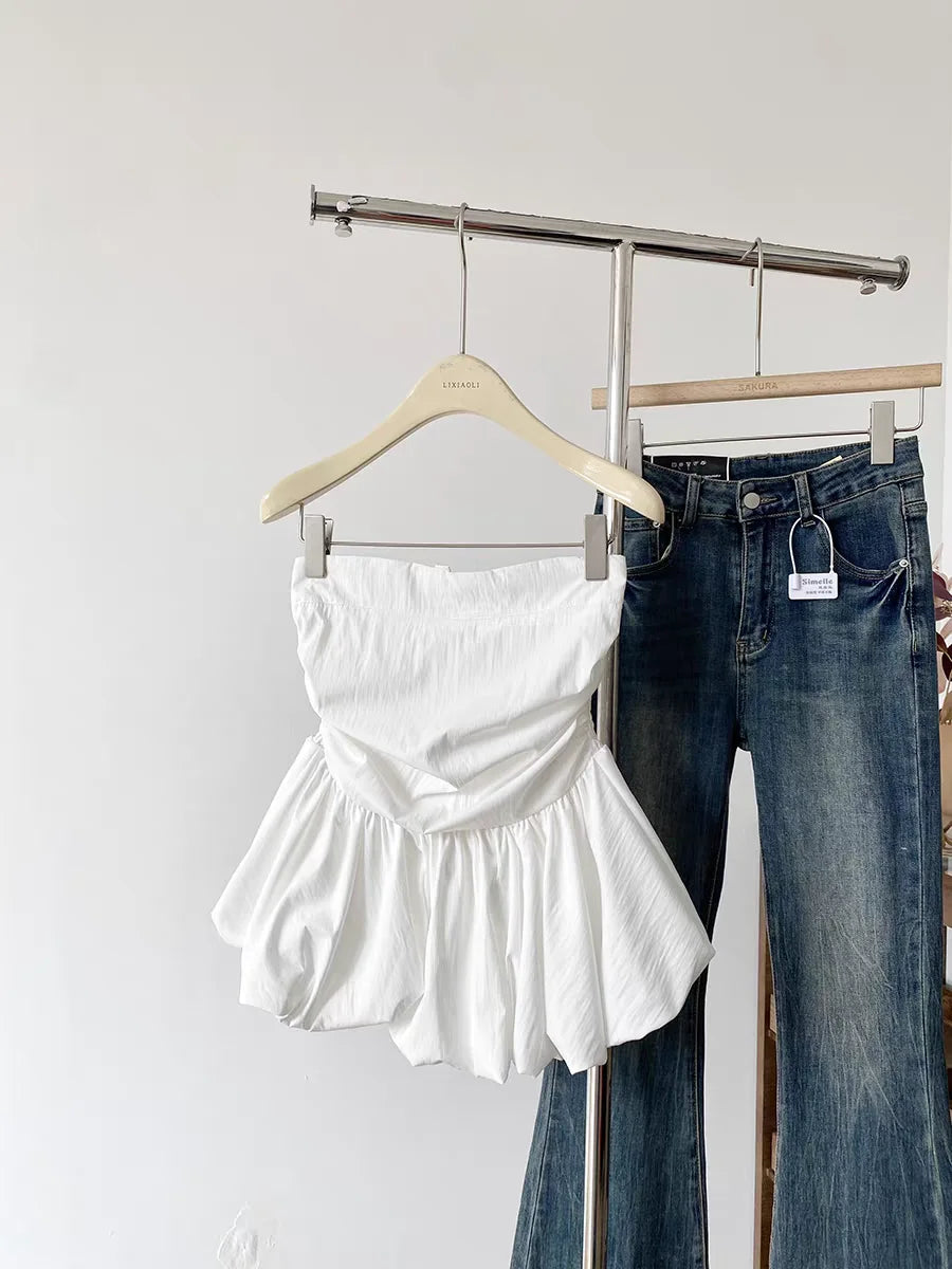 Sleeveless Crop Top Korean Style Chic Summer