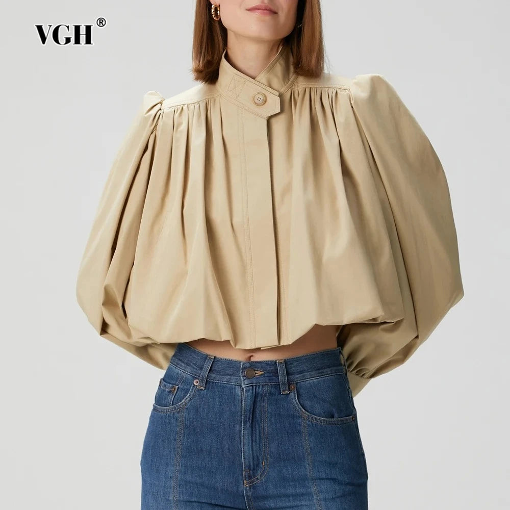 VGH Fashionable Khaki Coat for Women Jacket
