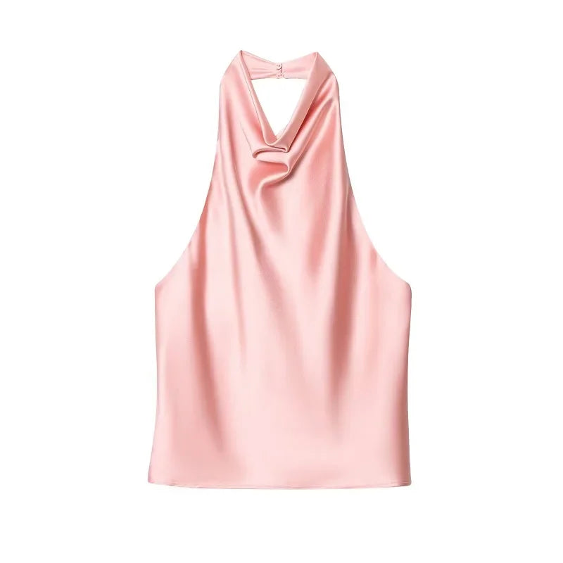 MUJER Satin Halter Tops Woman 2026