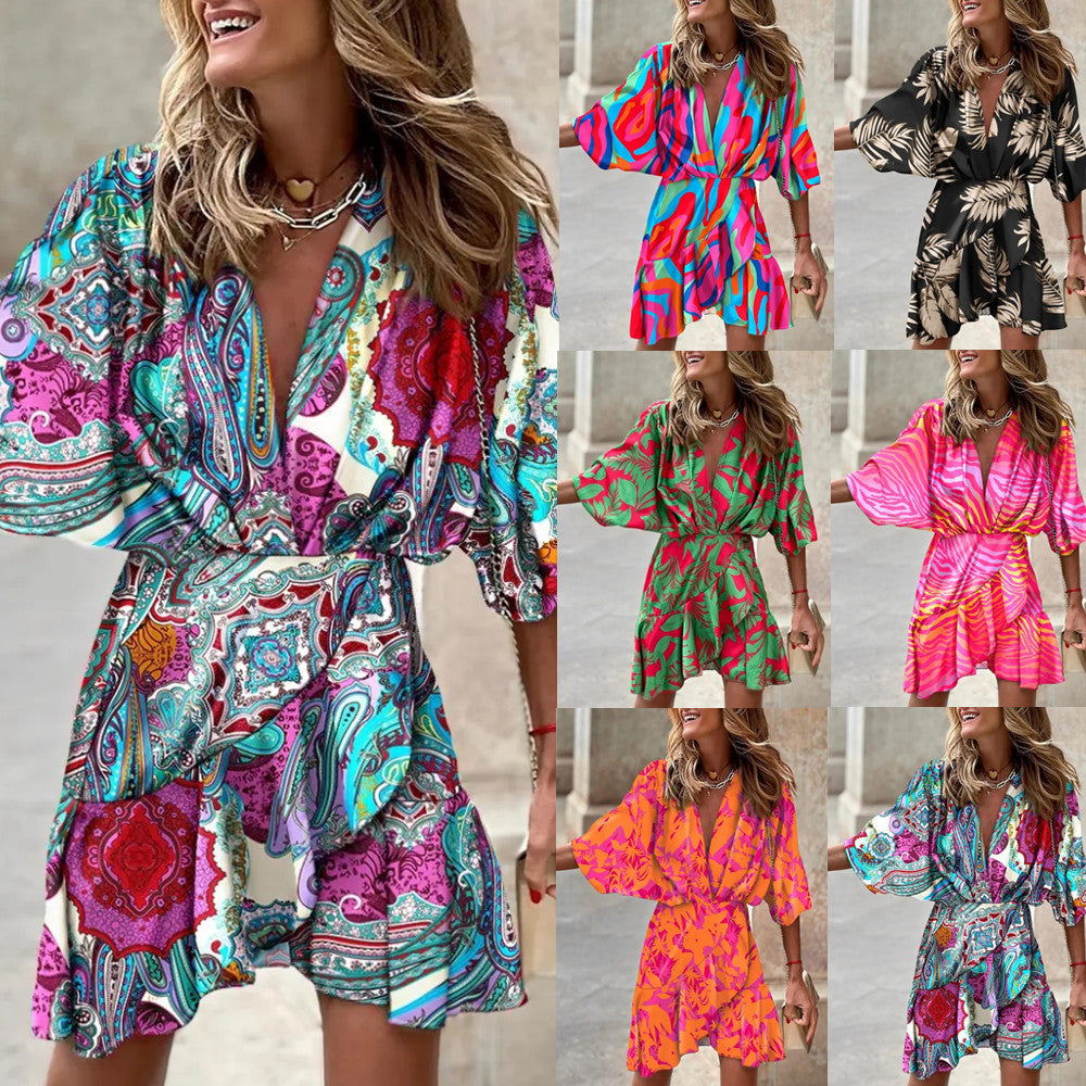 Chic V-Neck Batwing Summer Dress