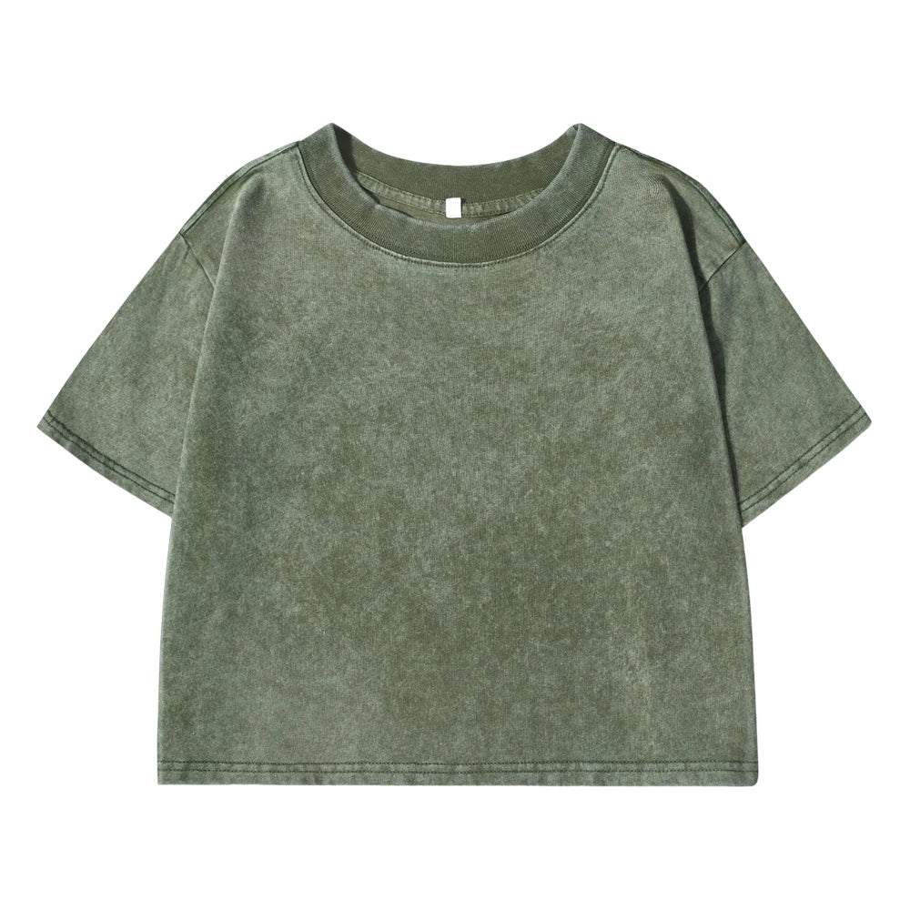 Solid Color Slim Washed T-Shirt Women