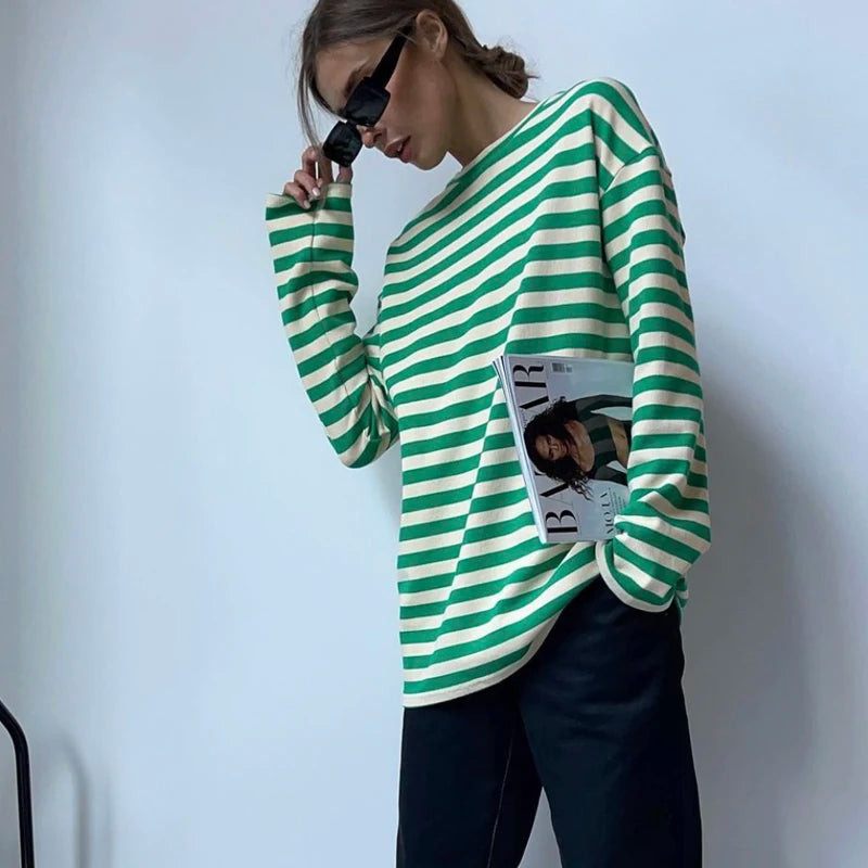 Hirsionsan 2023 Basic Thick Stripes T Shirts Women
