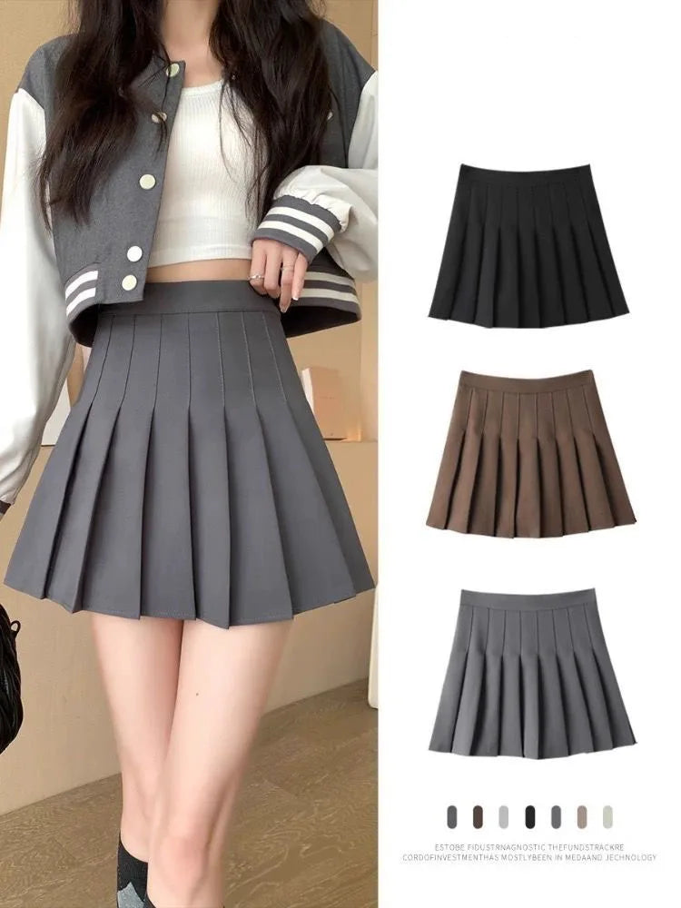 Falten-Minirock mit Shorts Damen Hohe Taille A-Linie Skater Skort Weiß Schwarz Rosa Sportliche Schuluniform Neue Mode HotSale
