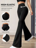 Damen-Frühlings- und Sommerhose mit hoher Taille, eng anliegende Schlaghose, schmale lange schwarze Hose, dünne weite Hose für schlanke Frauen