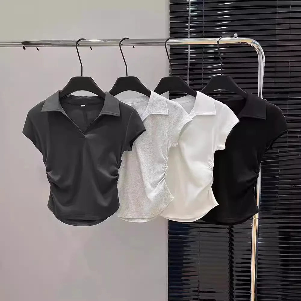 Cotton Summer T Shirt Skinny Slim Basic Crop Top