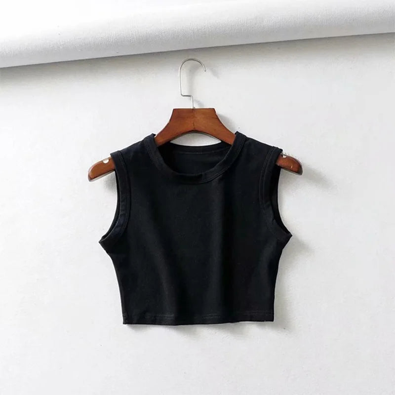 Sommer Vintage Weiß Crop Tops Damen Biker Schwarz Punk Sexy Tank Top Korean Streetwear Cropped Ärmelloses Top Feminino