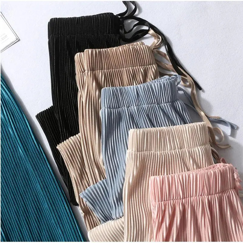 Summer Wide Silk Trousers Loose Casual Pants