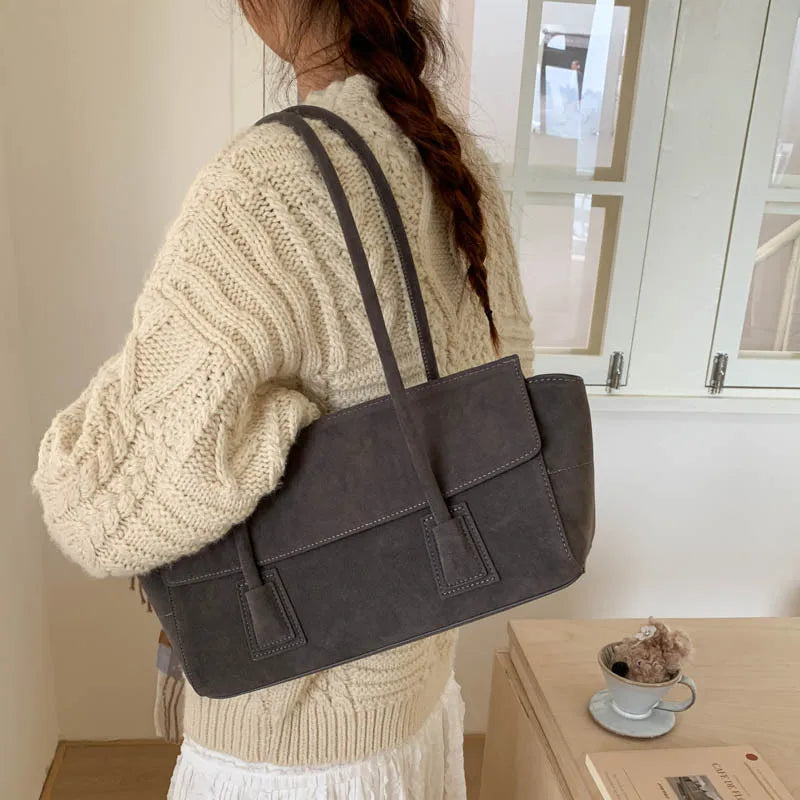 Vintage Suede Shoulder Bag Korean
