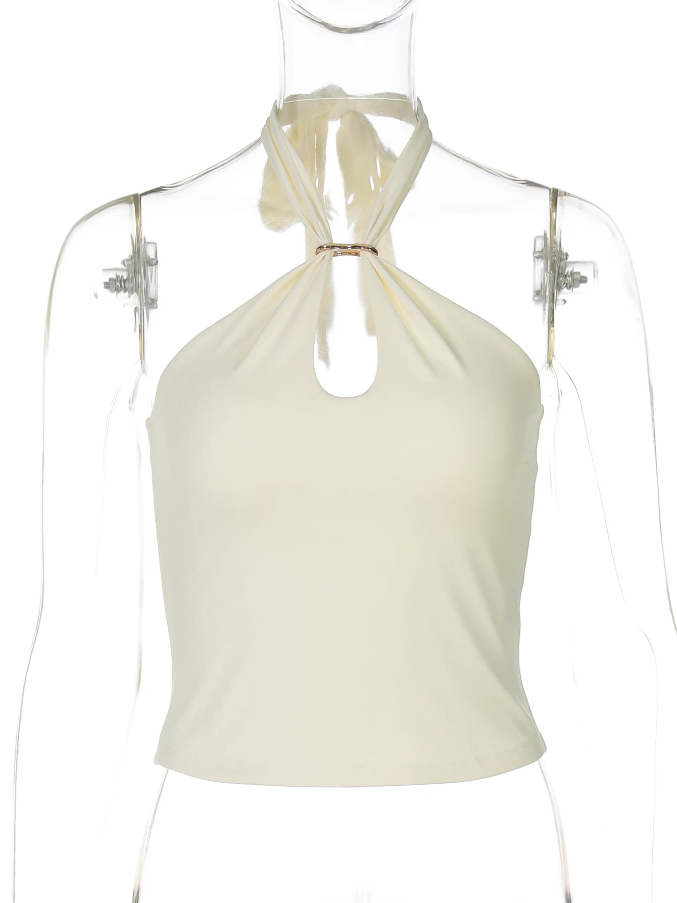 Hugcitar Halter Solid Loop Crop Tank Top