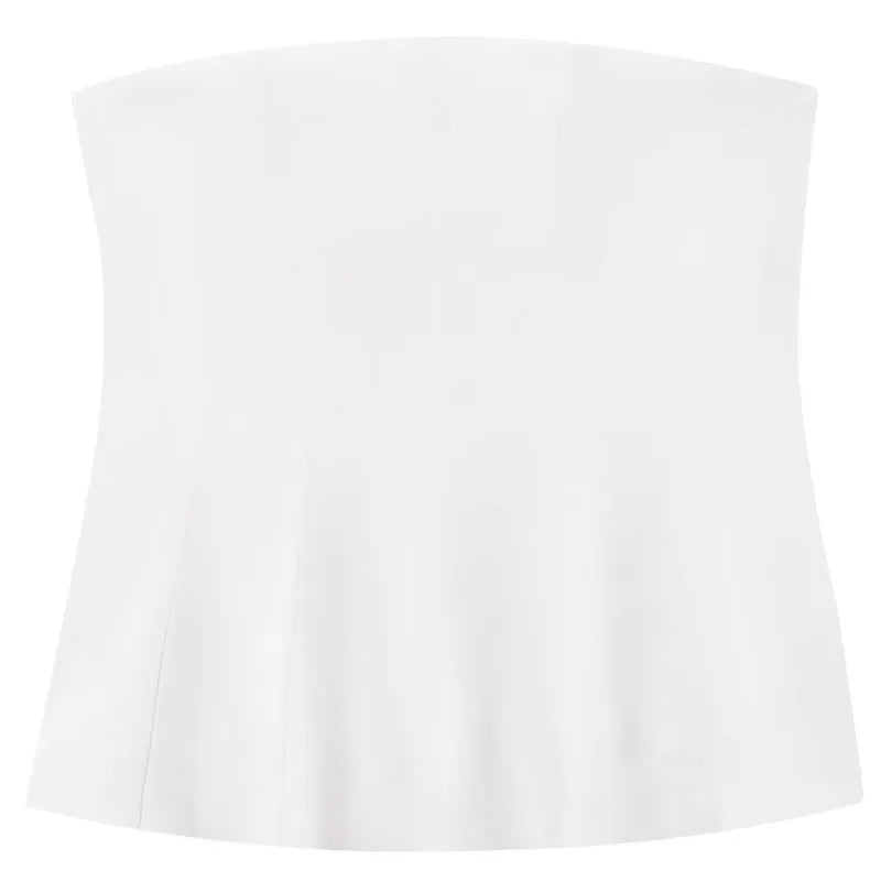 HXAO Korsett Tube Top Damen Sommer 2025 Weiß Rosa Blau Gelb Schwarz Top Bustier Rüschen Westen Süß Ärmelloses Rückenfreies Tank Top