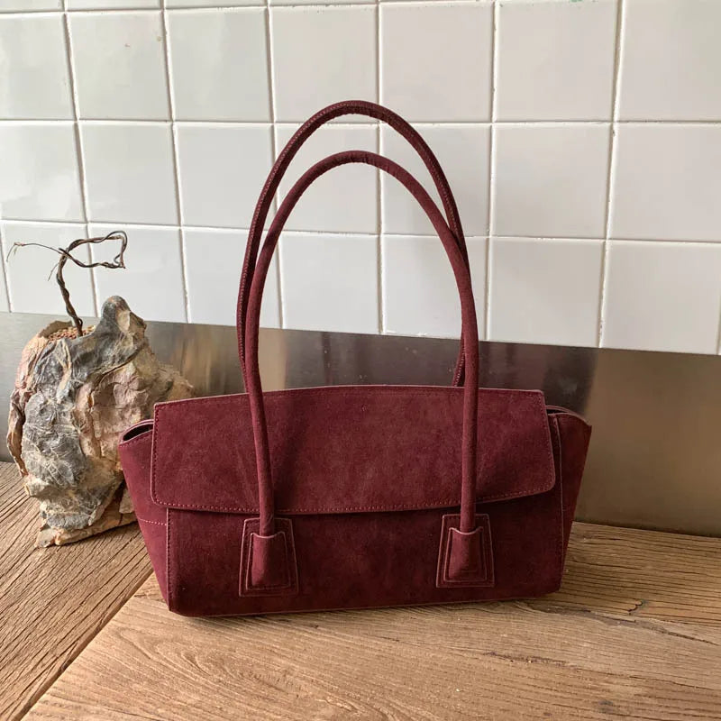 Vintage Suede Shoulder Bag Korean