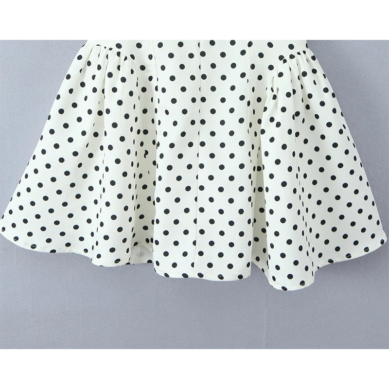 French Style Retro Polka Dot Deep V Halter Dress