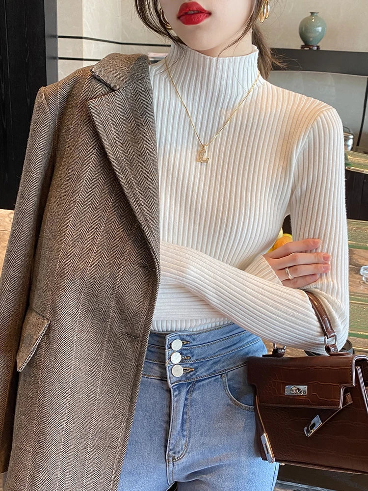 Turtleneck Sweater Long Sleeve Casual Slim Pullover