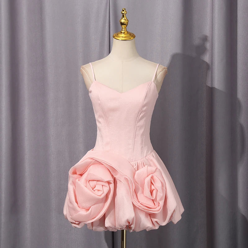 VGH Solid Sexy Patchwork Flower Hem Dress for Women