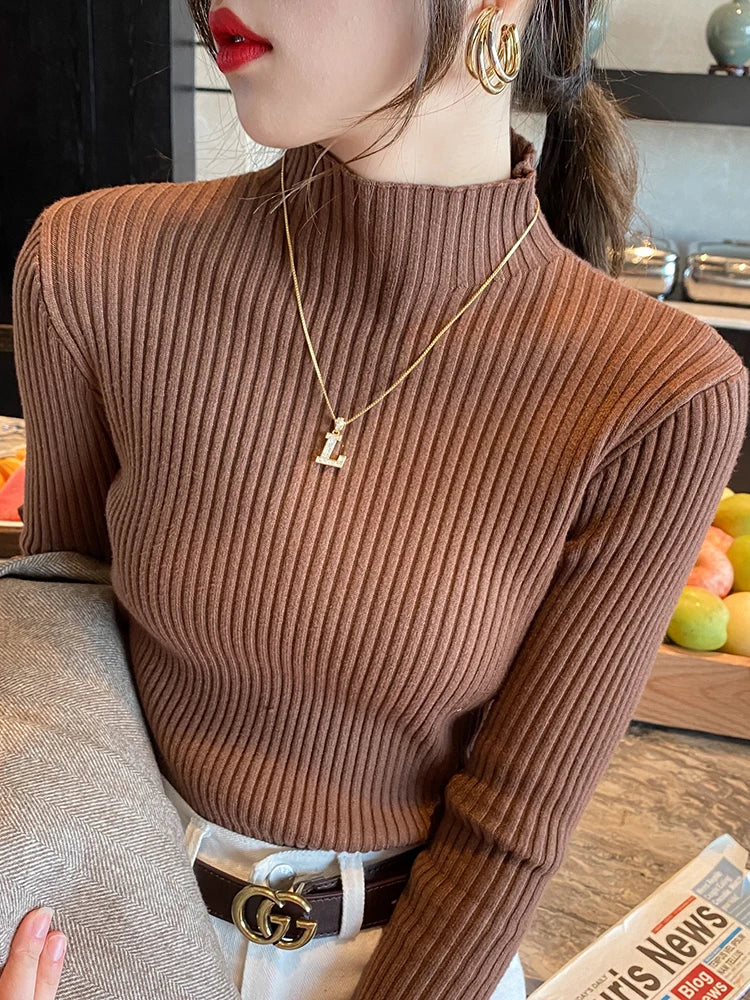 Turtleneck Sweater Long Sleeve Casual Slim Pullover