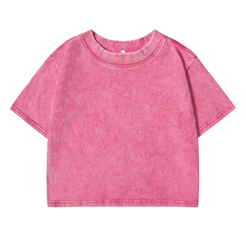 Solid Color Slim Washed T-Shirt Women