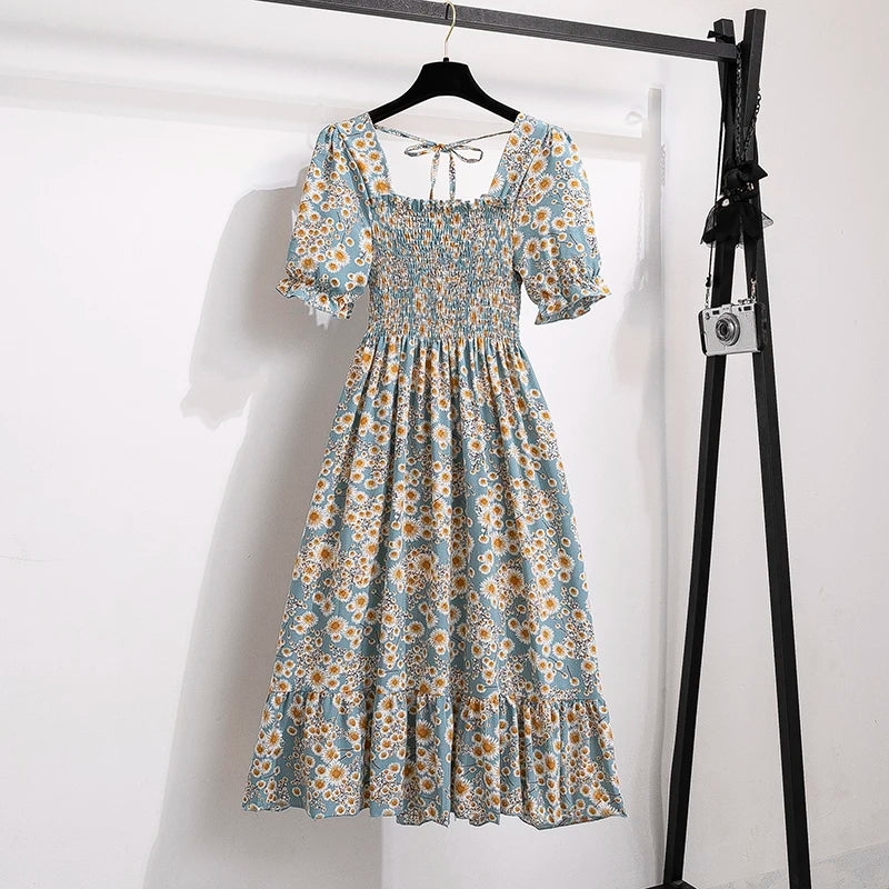 Waist Short Sleeve Pleated Casual Dress