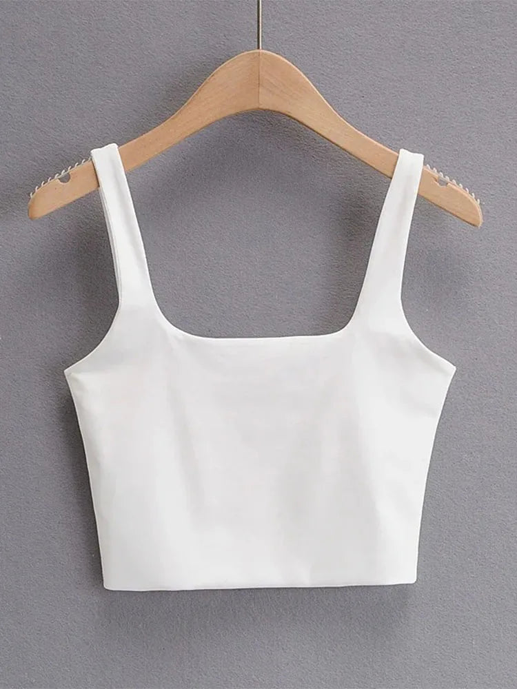 2022 Sommer Damen Sexy Ärmellose Tops Fashion Kurze Tanktops mit Quadratausschnitt 6 Farben