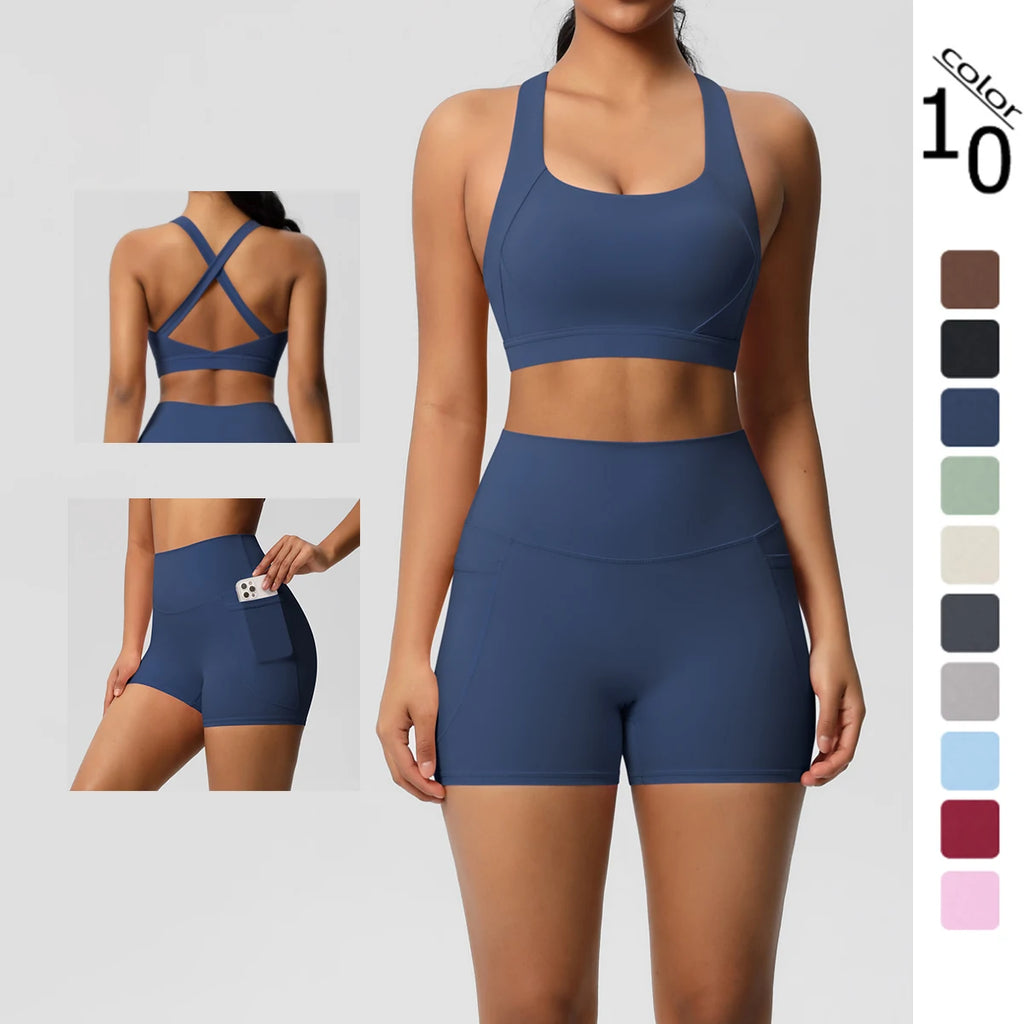 2PCS Sportswear With Pocketed Yoga Set Leggings