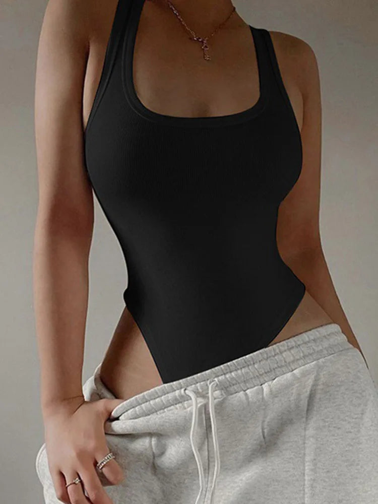 Sleeveless Knit Bodysuit Hot Summer Tops